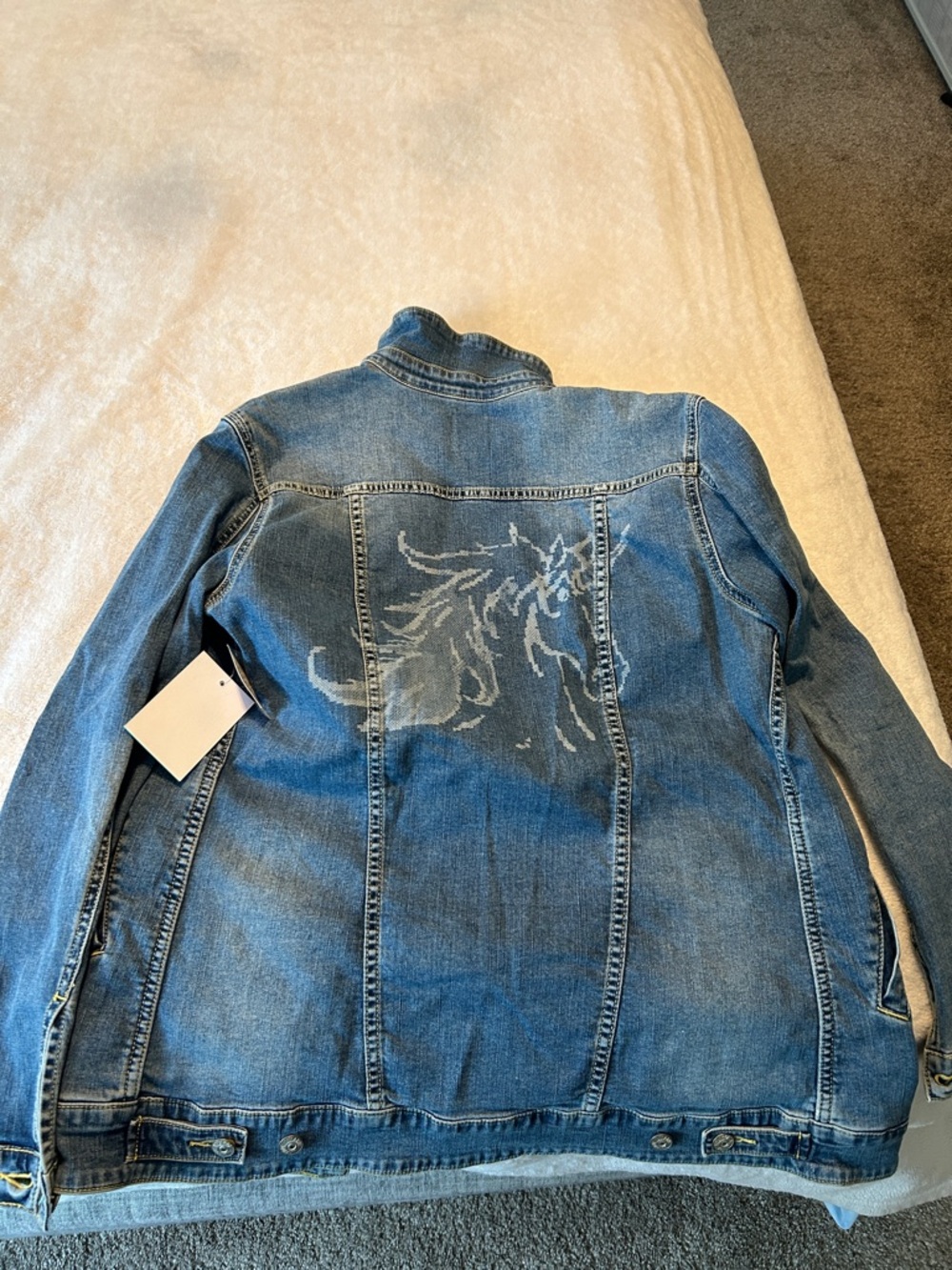 LuLaRoe Blue Denim Jacket with Tag Detail